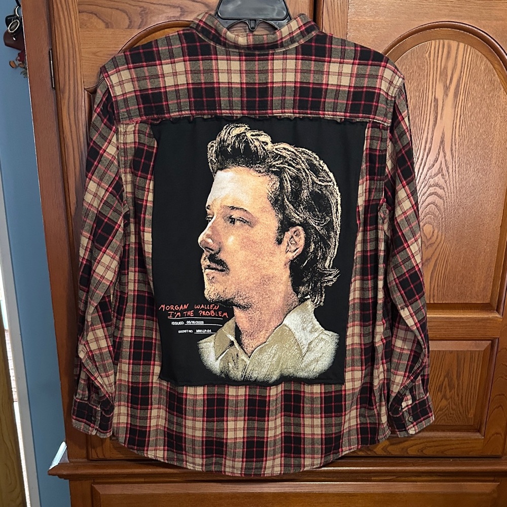 Morgan Wallen upcycled flannel tee One of a Kind